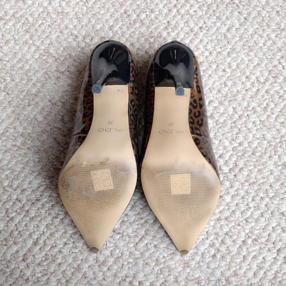 Aldo Patent Leather Leopard Print Pointy Pumps 39 - Picture 5 of 5